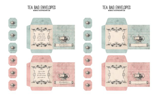 Banners and Scrolls Collage tea bag envelopes