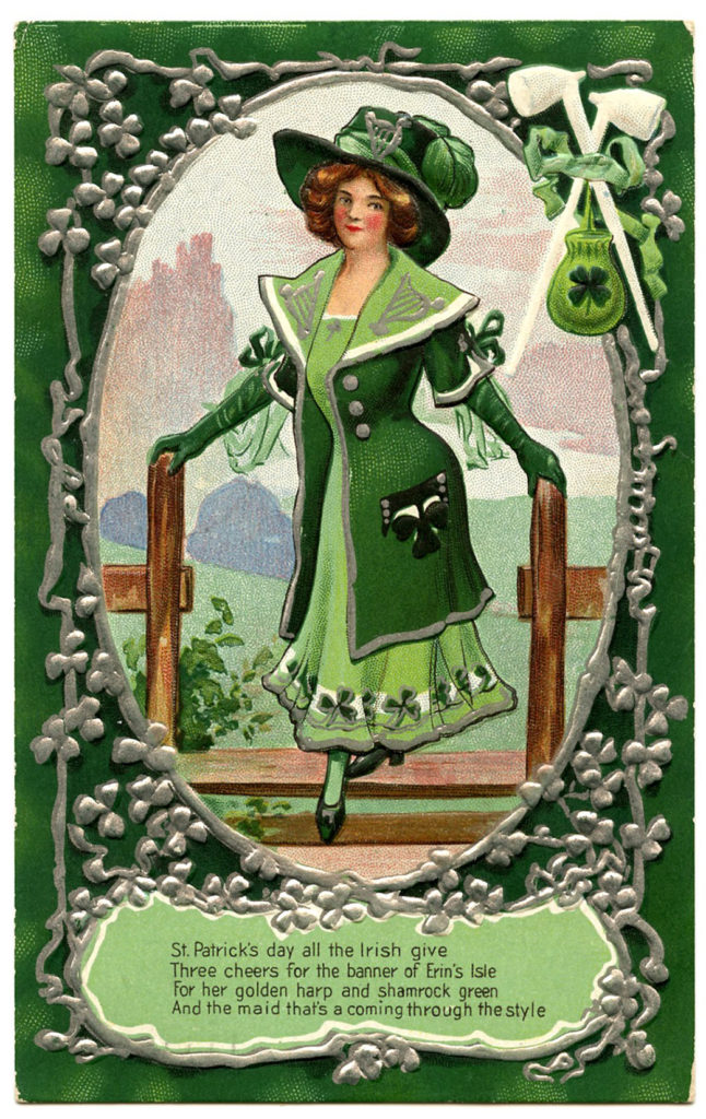 St Patricks Day Girl Vintage Image