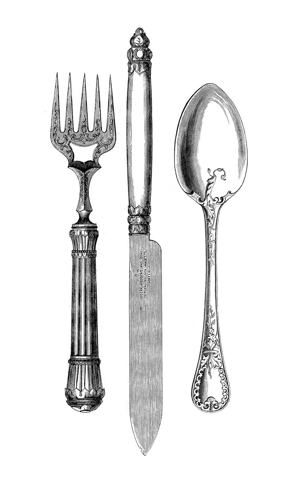 vintage fork and knife clipart