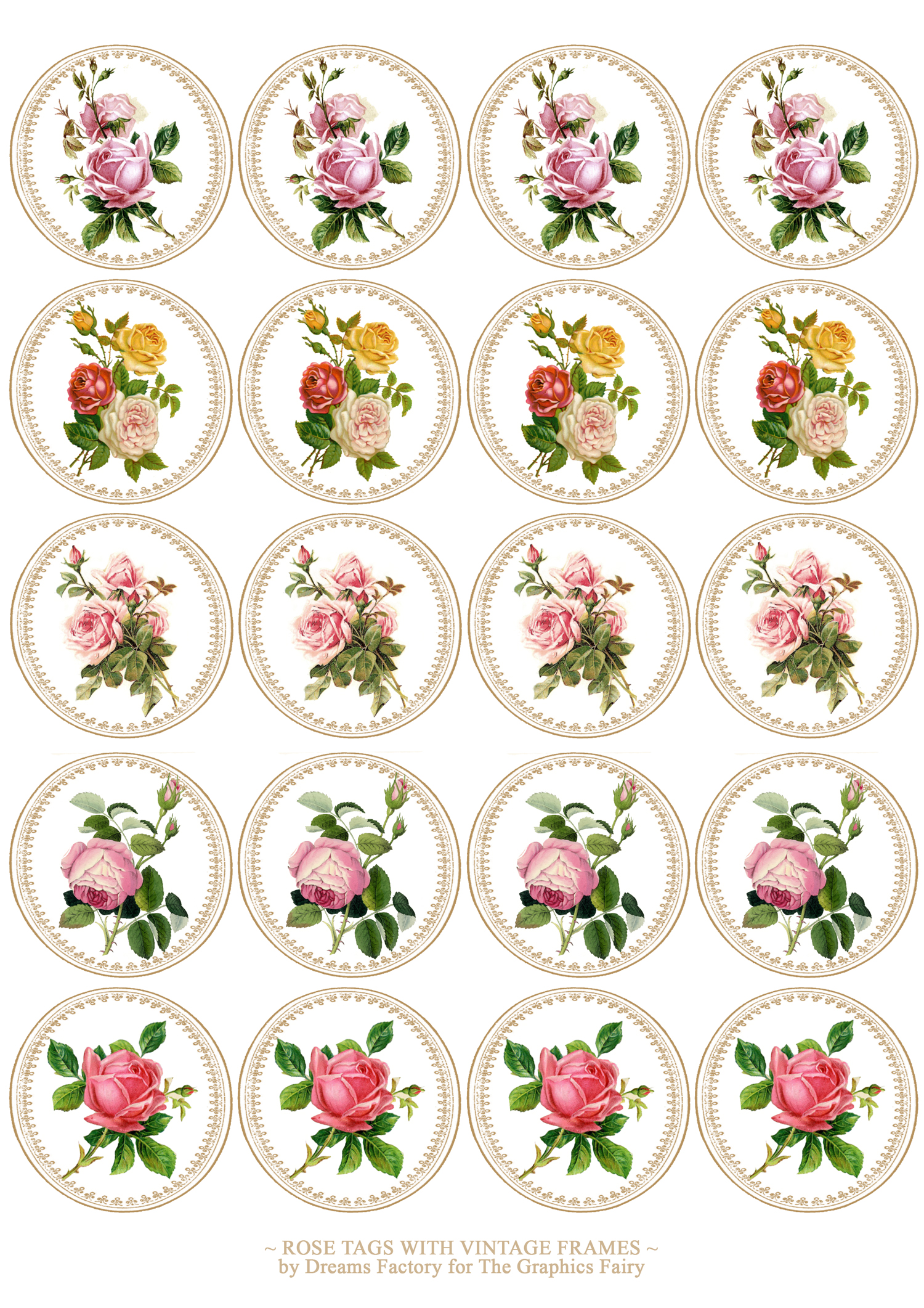 Roses printable stickers