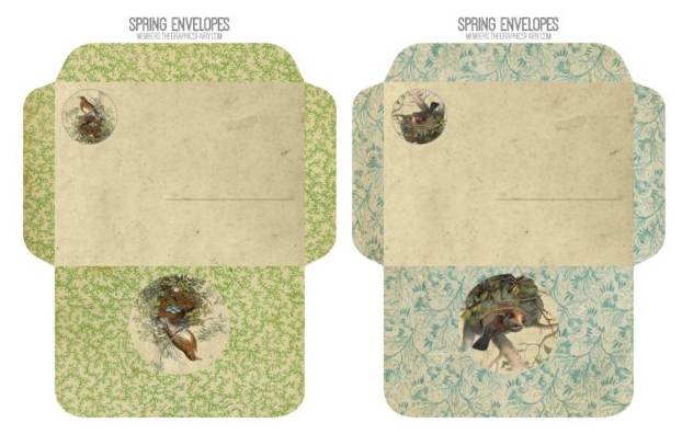 vintage floral papers collage envelopes