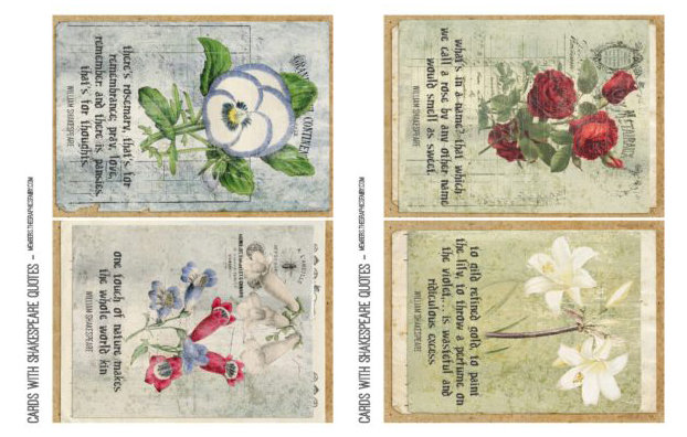 French Ephemera Collage with invoices and flowers