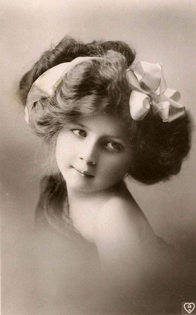 Old Photography Girl with Bow