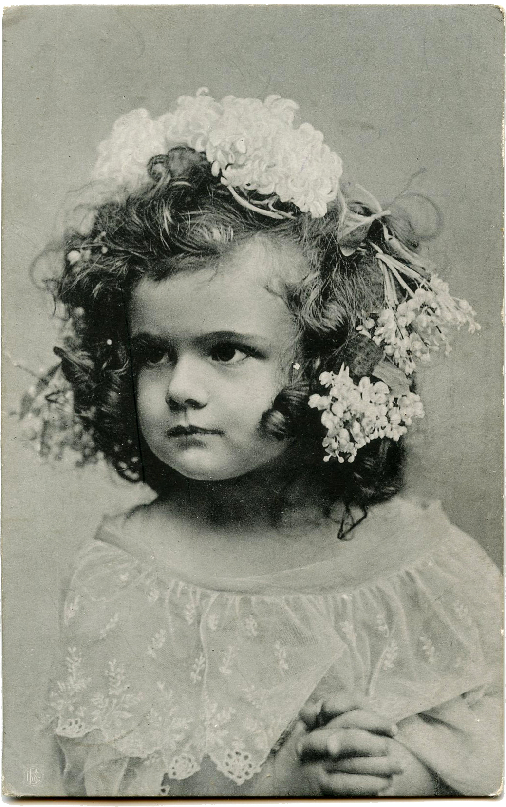 Antique Photography Vintage Photos Children Vintage Real Photograph Postcard Little Girl with Flowers