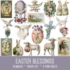 Easter Collage with Sheep and bunnies