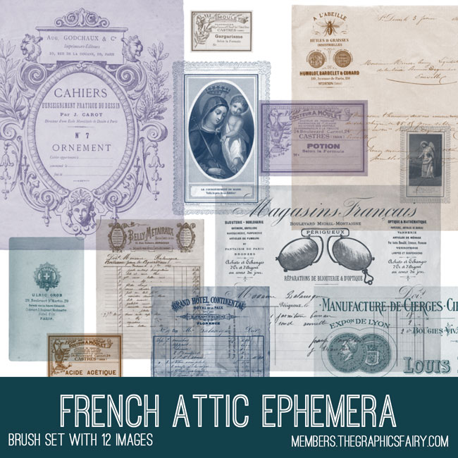 French Ephemera Collage with invoices