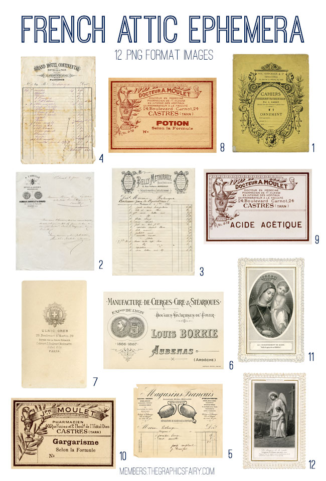 French Ephemera Collage with invoices
