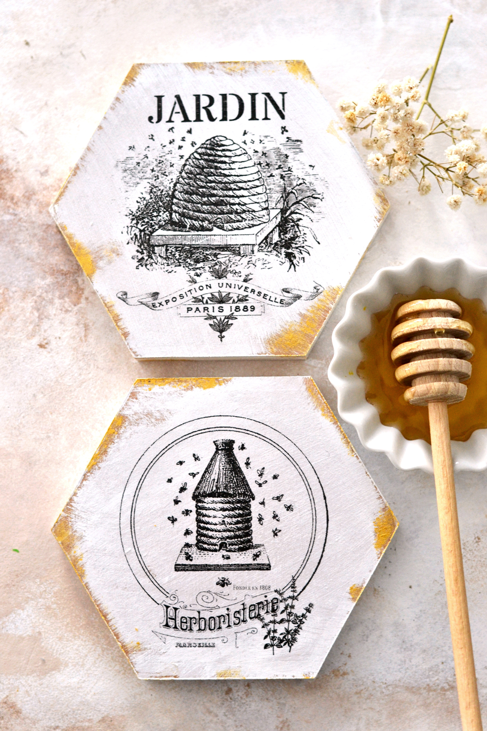 DIY French Honeycomb Coasters