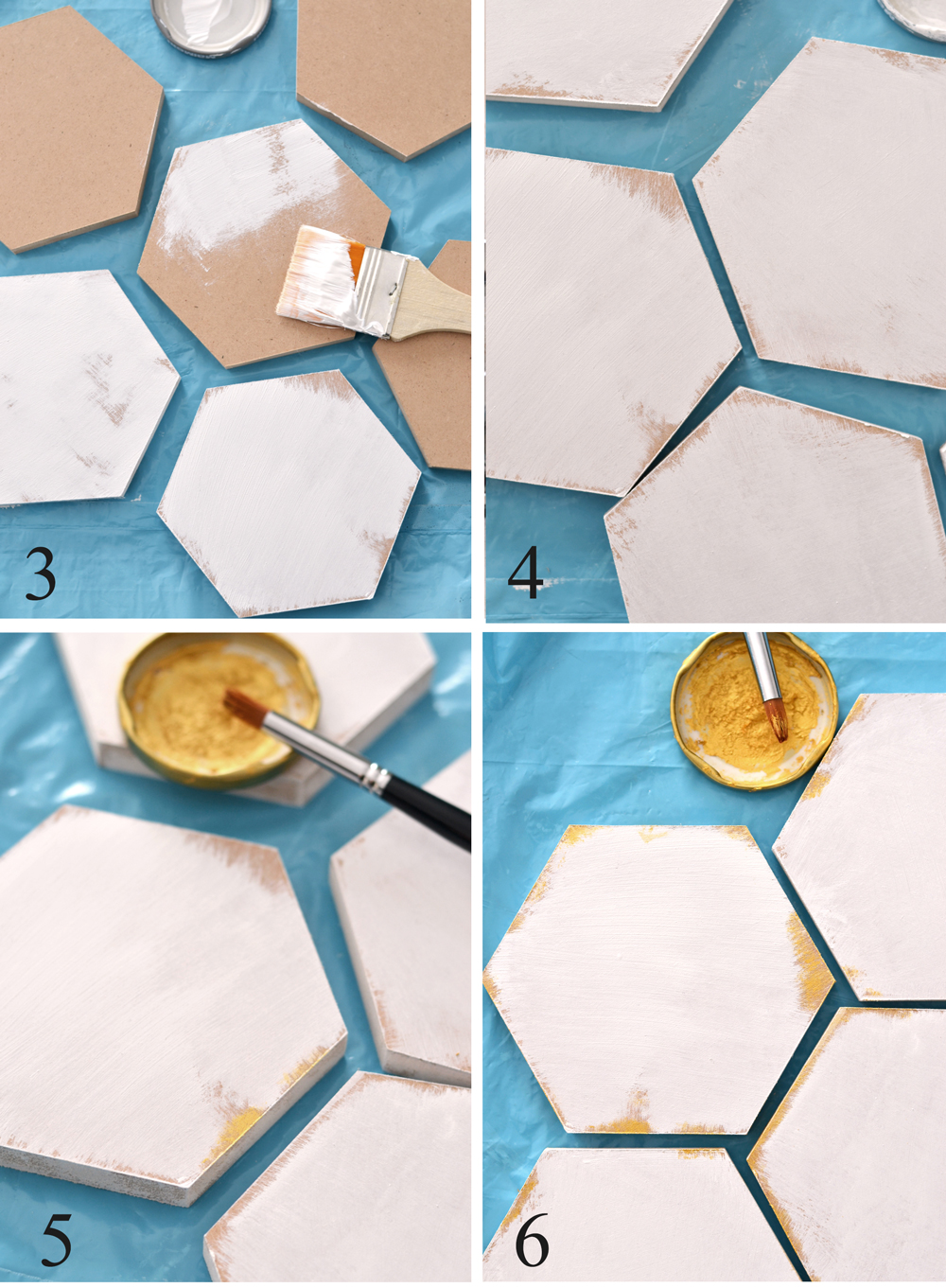 painting hexagon coasters