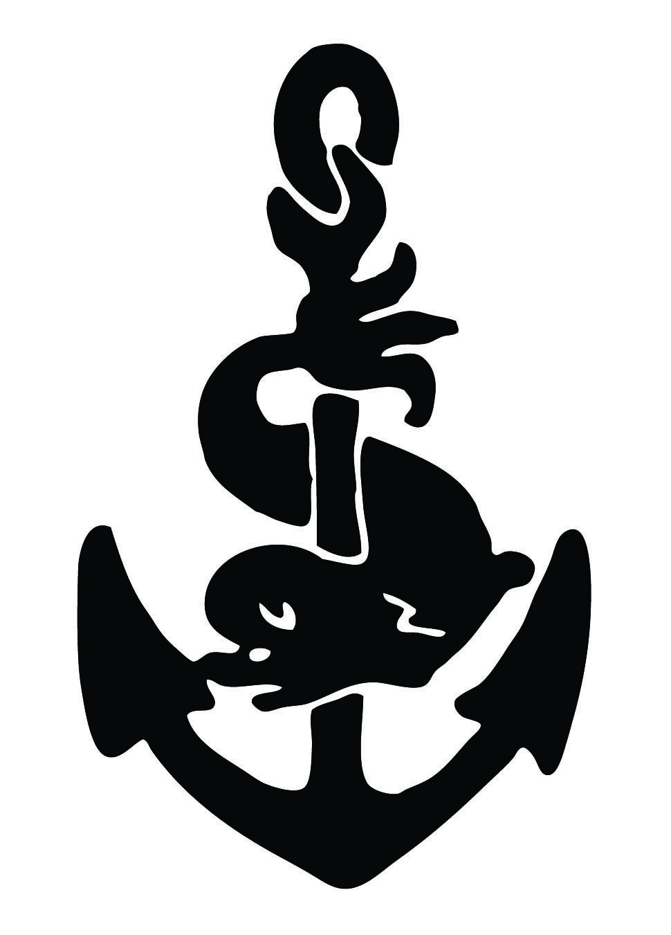 Silhouette Anchor with Dolphin