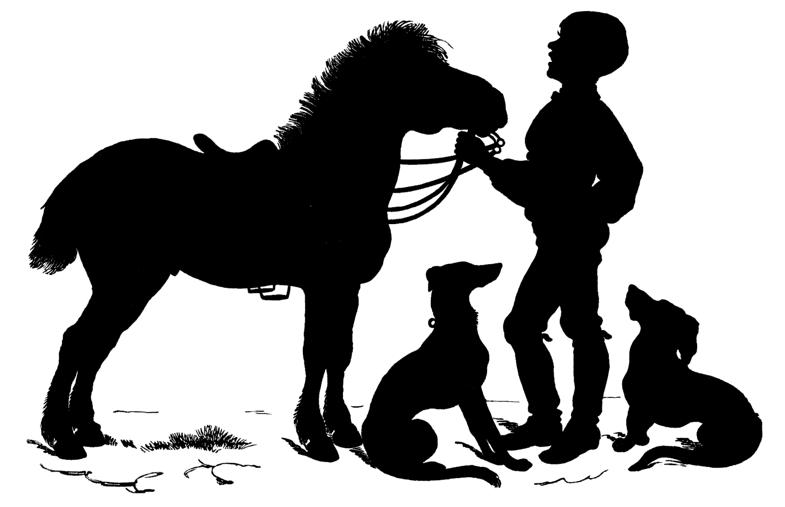 black and white clipart horses