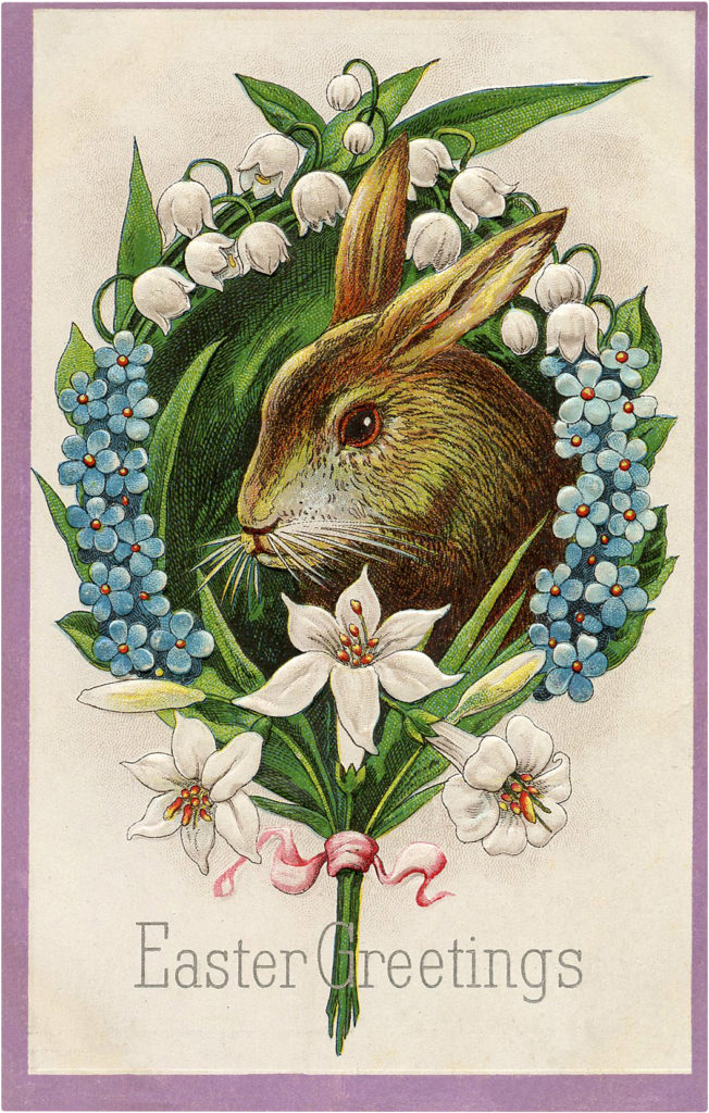 Easter Bunny with Flowers Image