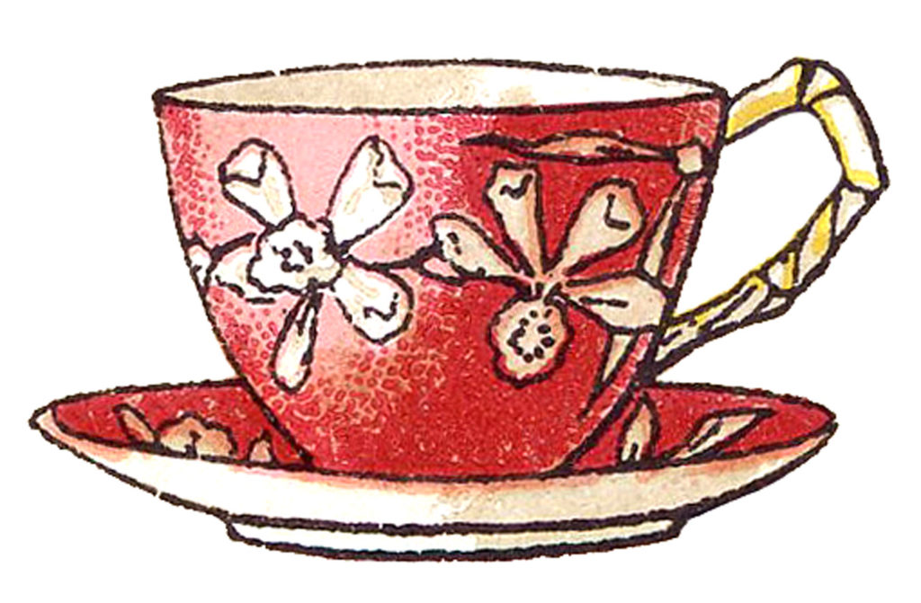 Red Teacup White Flowers