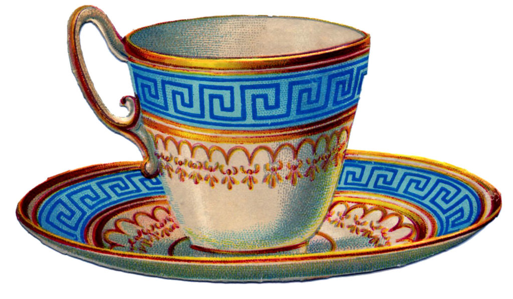 Tea CUp Greek Key Blue