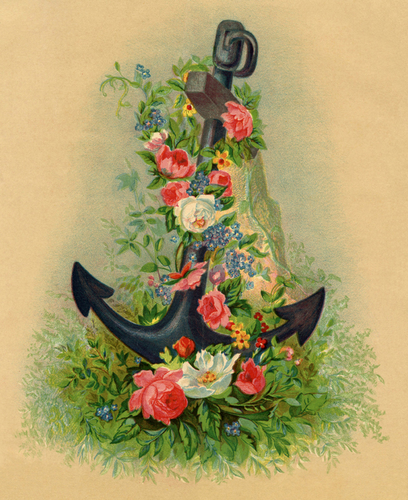 Anchor with Flowers Print