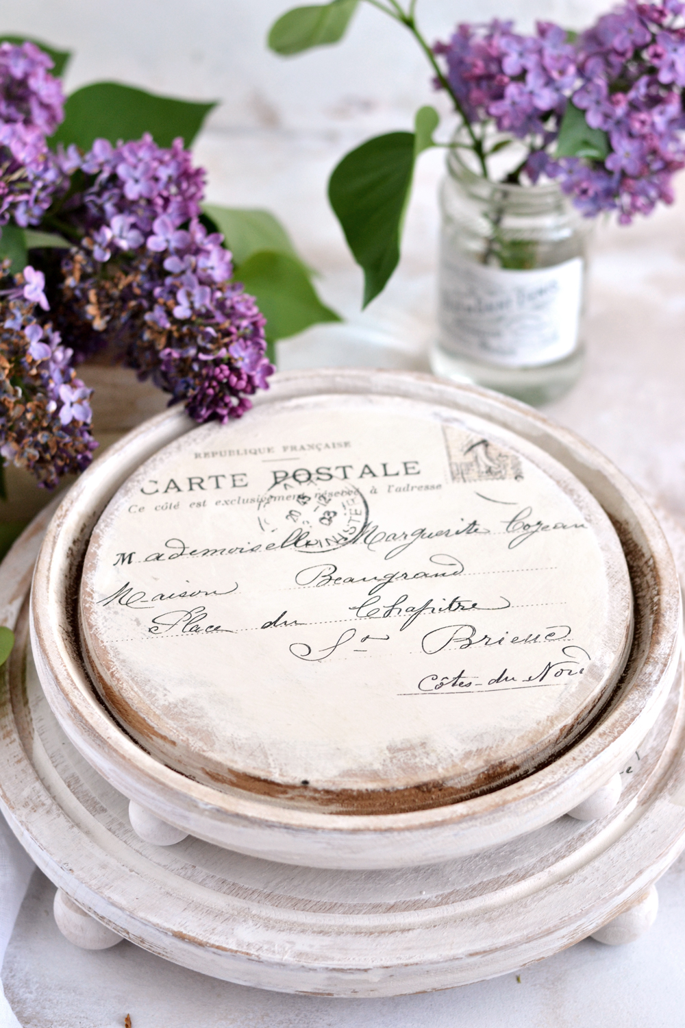 DIY Coffee Stained French Tray Risers