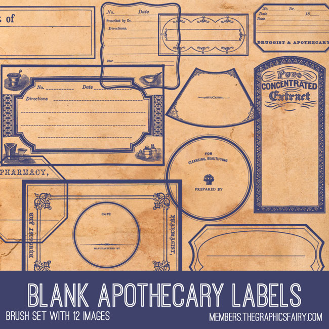 Black and white Apothecary Labels