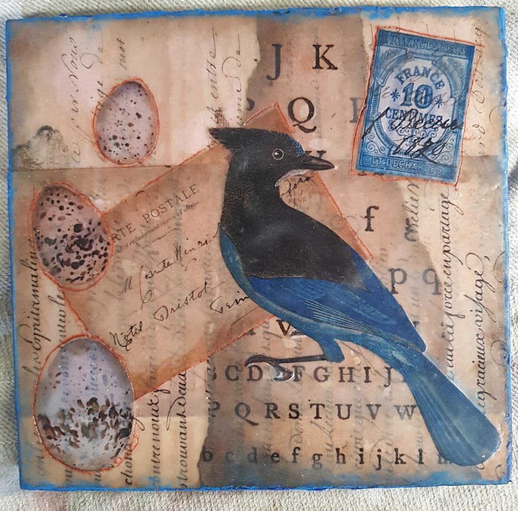 Encaustic Collage on Wood 