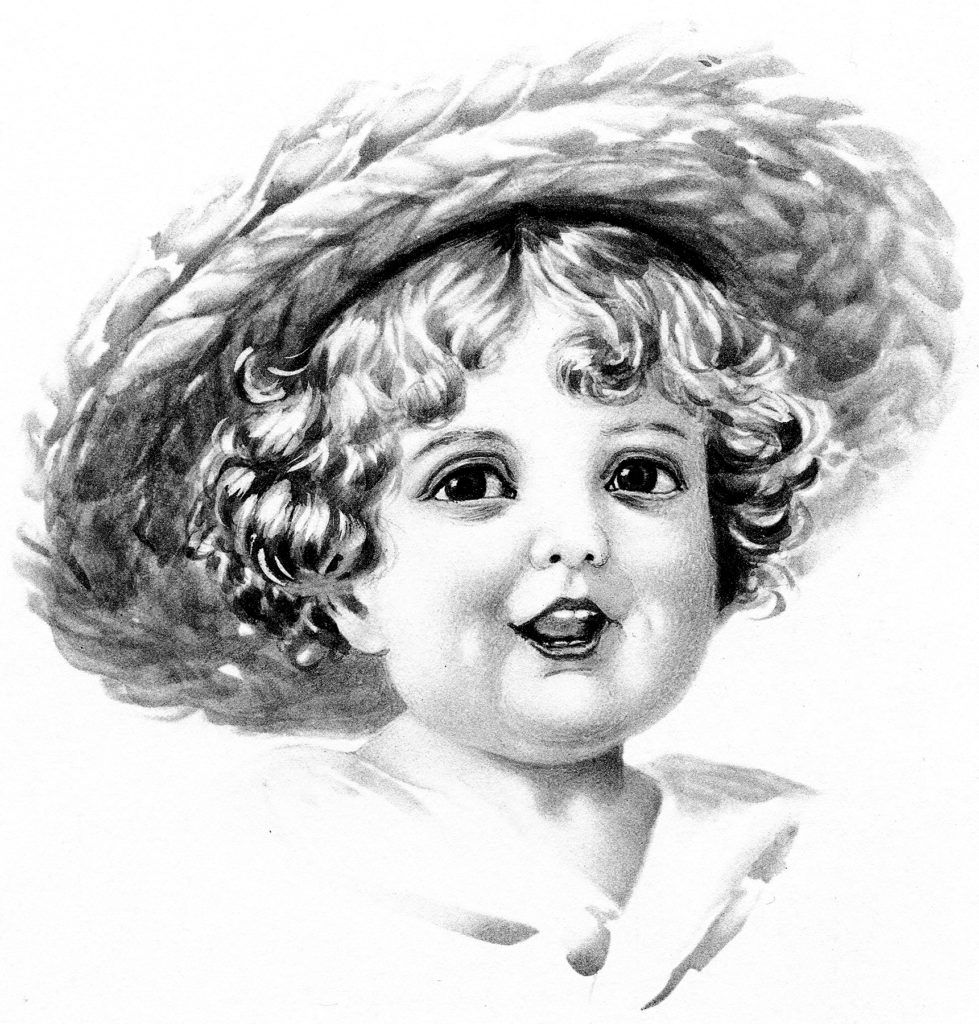 Vintage Child with Straw Hat Image