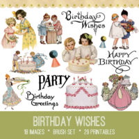 Birthday Digital Bundle with children and cakes