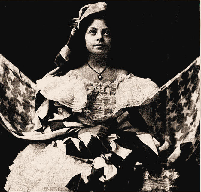 Girl Holding 2 American Flags