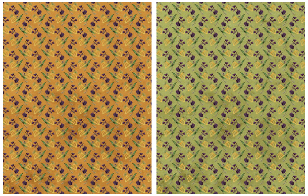 Background pattern Yellow and purple flowers and green