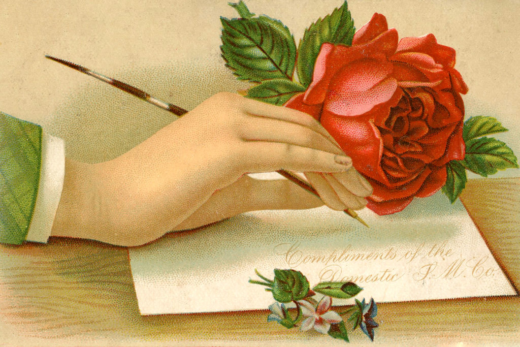 Ladies Victorian Hand with Red Rose