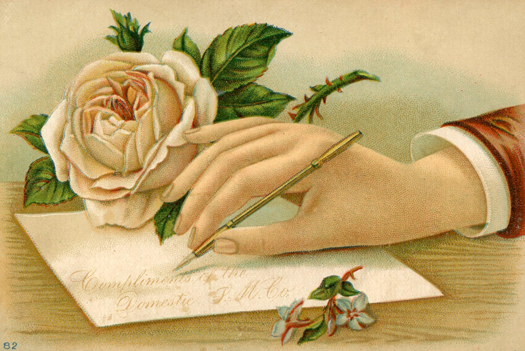 Victorian Hand Writing Letter with Rose