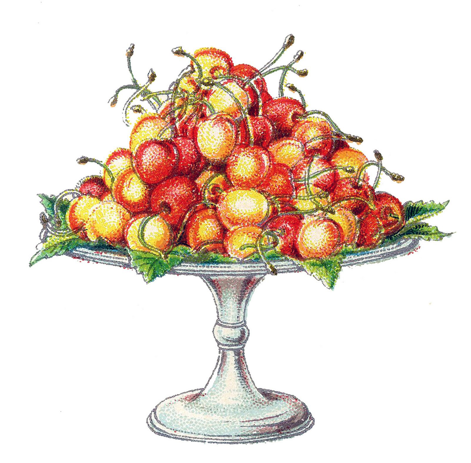 Cherries Image on Pedestal Plate