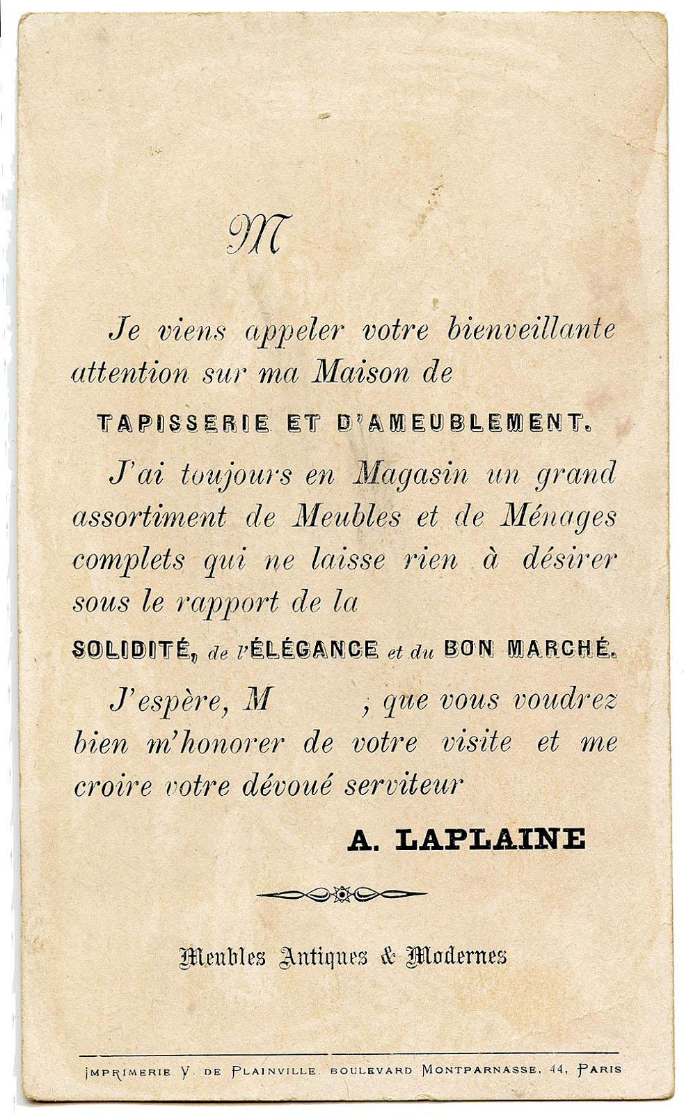 French Text Card