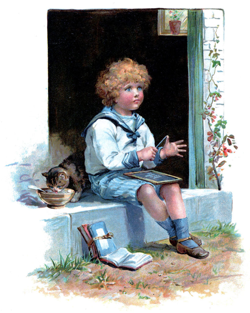 Boy with Chalkboard image