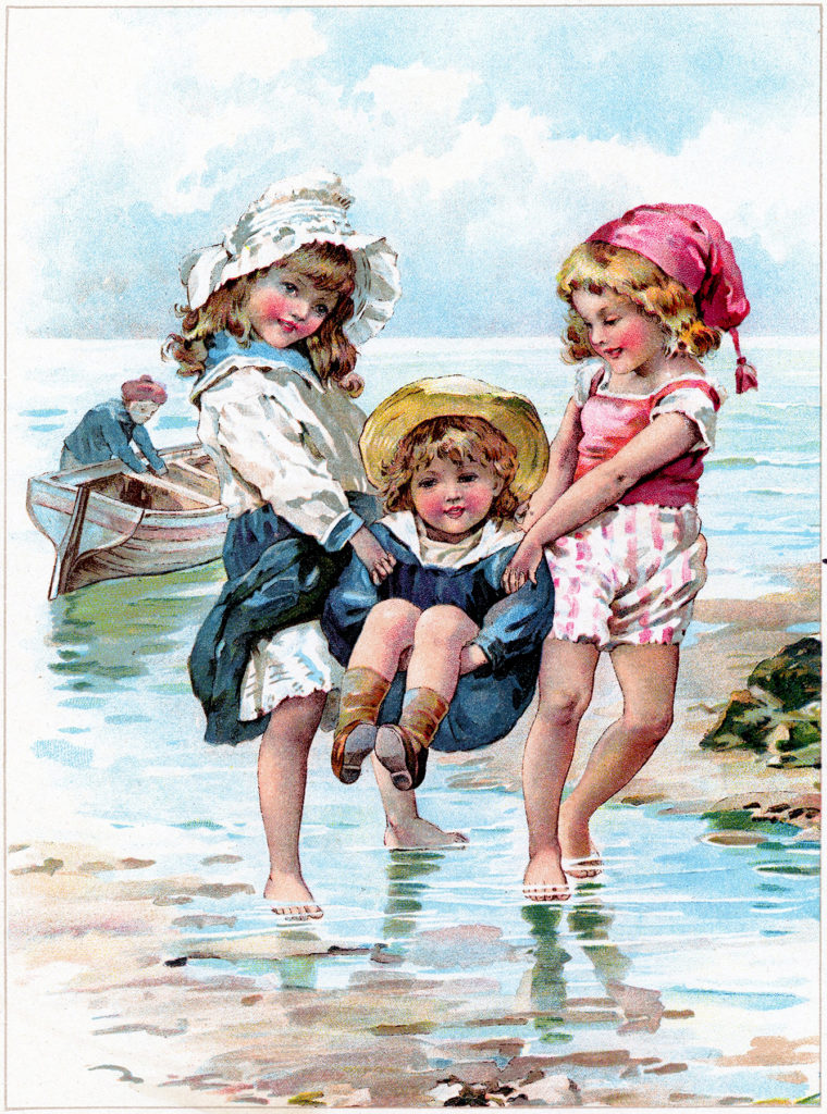 beach children playing image