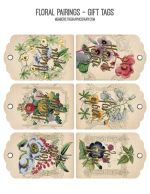 Floral Collage tags