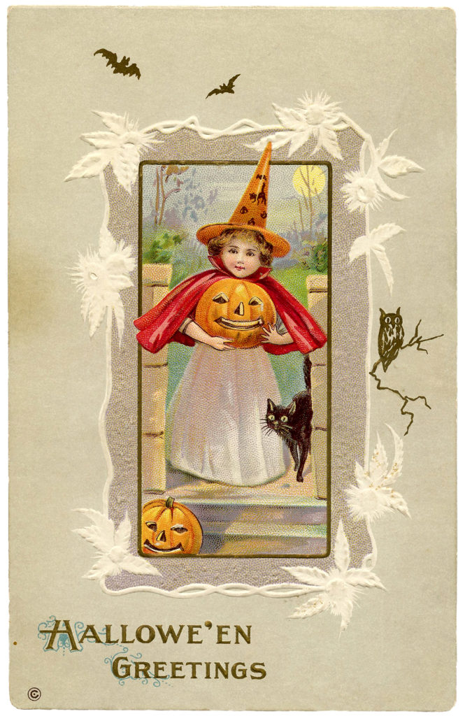 Little Witch Girl with Pumpkin