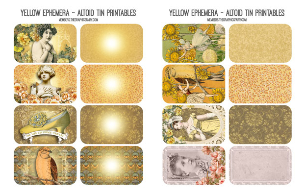 Yellow ephemera collage with ladies 