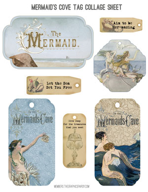 Ocean collage with mermaids