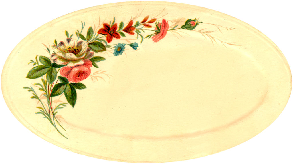 vintage floral platter rose image