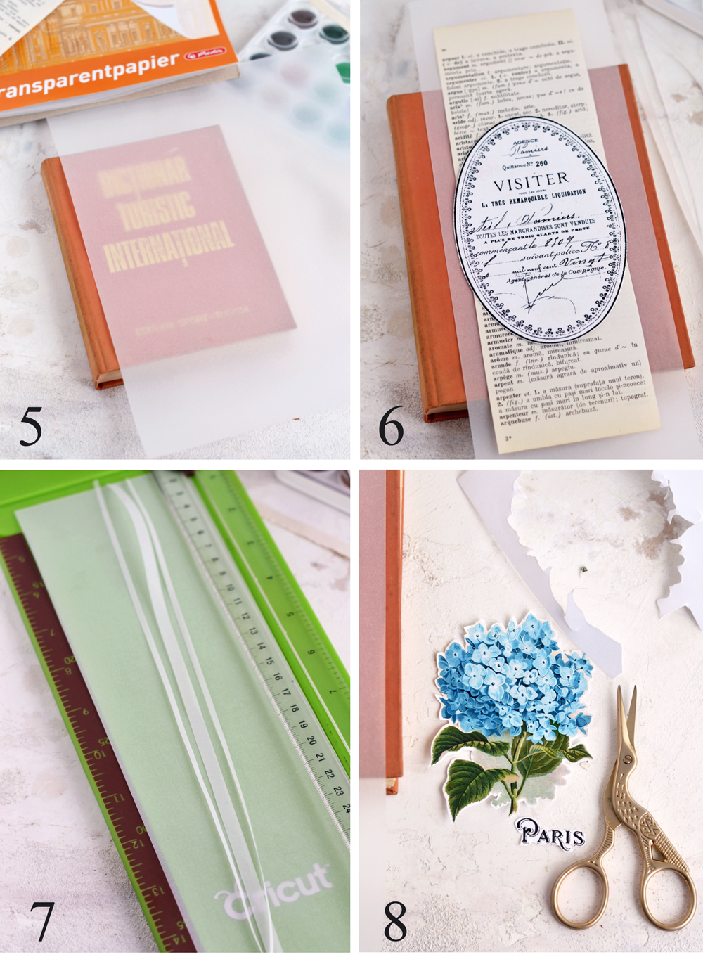 Hydrangeas with french labels book cover cutting out