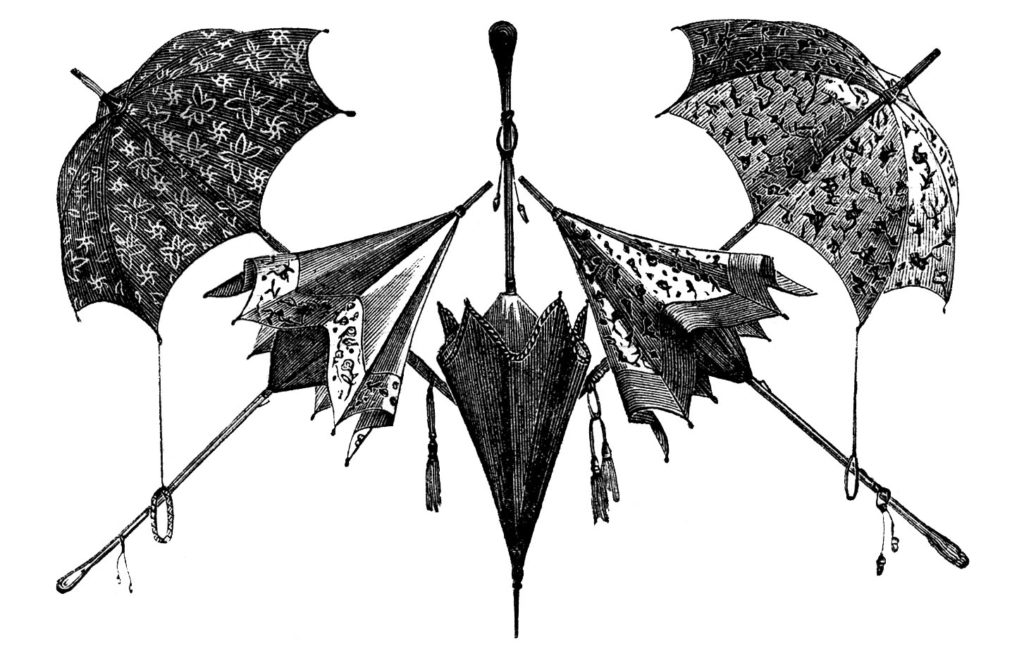 black white umbrellas clip art