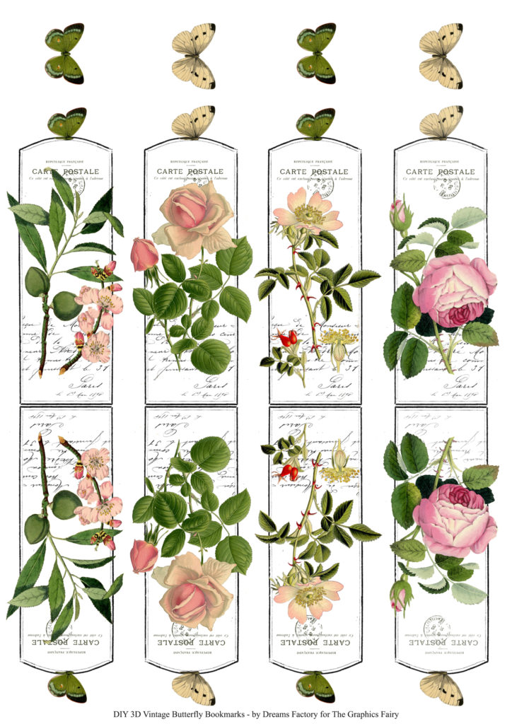 Roses and butterfly bookmarks