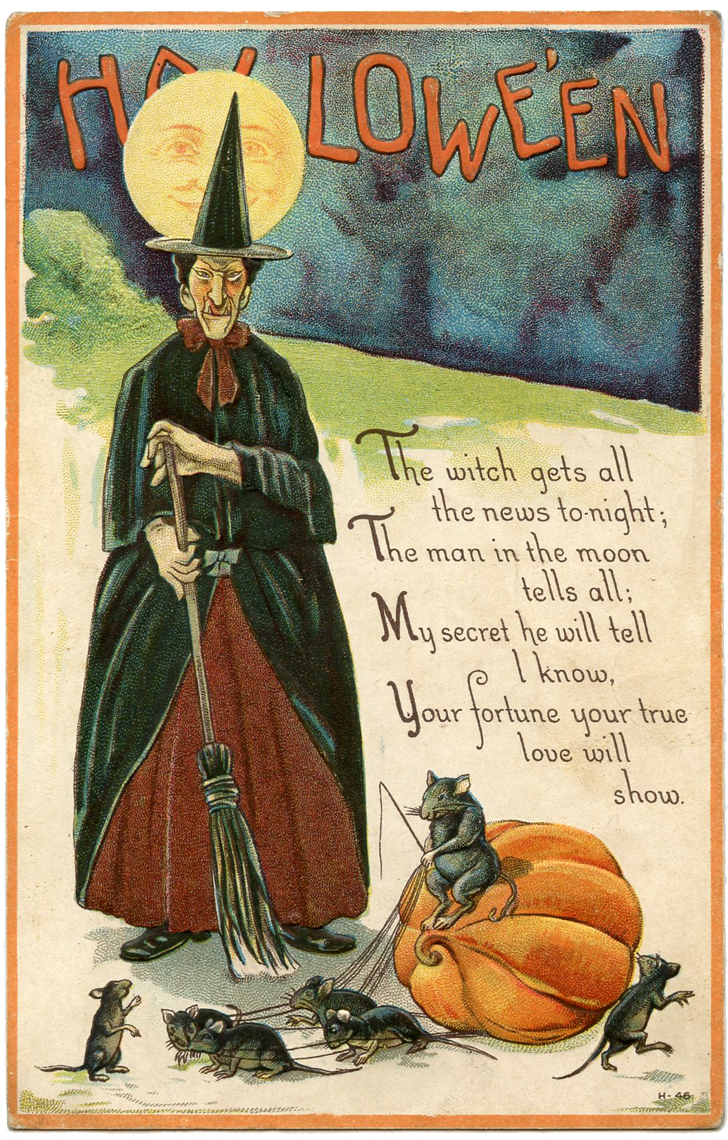 vintage halloween witch postcards