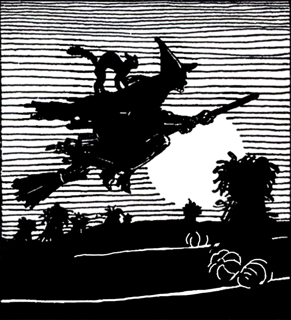 vintage witch halloween flying image
