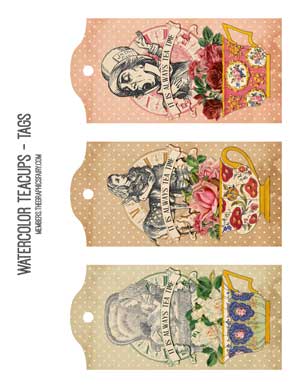 Teacup collage tags