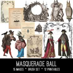 masquerade ball vintage ephemera bundle