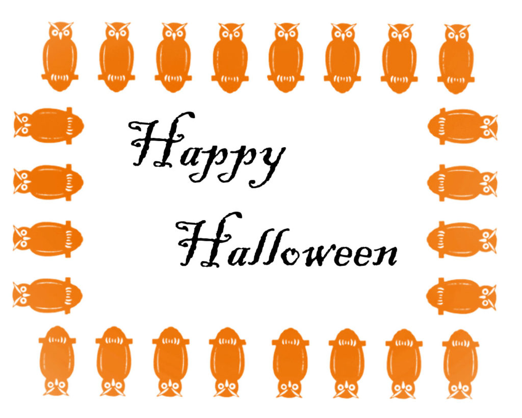 owls halloween greeting illustration