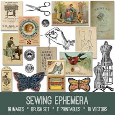 vintage sewing ephemera Bundle