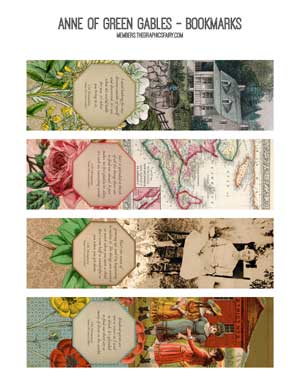 Anne of green gables themed collage bookmarks