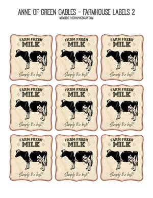 Milk labels with cows