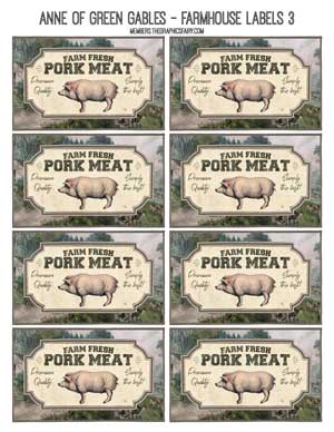Pork labels with pigs