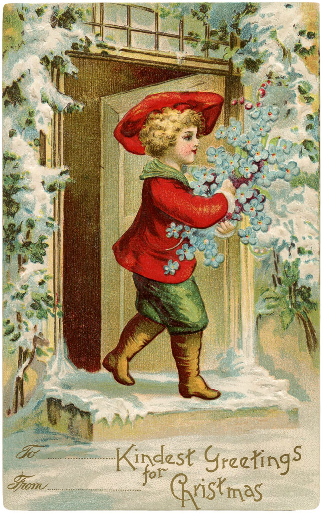 Christmas Boy Flowers Image